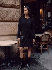VERO MODA Black Long Sleeve Tie Waist Dress - Image 2 of 5