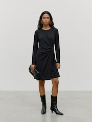 VERO MODA Black Long Sleeve Tie Waist Dress - Image 4 of 5