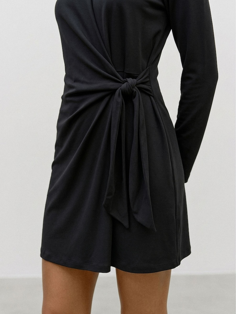VERO MODA Black Long Sleeve Tie Waist Dress - Image 5 of 5
