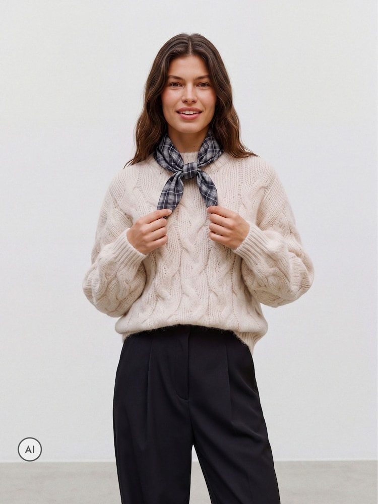 VERO MODA Cream Long Sleeve High Neck Cable Jumper - Image 1 of 5 VERO MODA Cream Long Sleeve High Neck Cable Jumper - Image 1 of 5