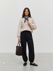 VERO MODA Cream Long Sleeve High Neck Cable Jumper - Image 2 of 5
