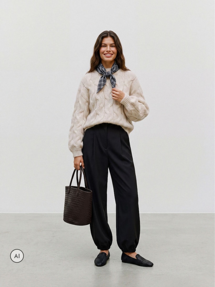 VERO MODA Cream Long Sleeve High Neck Cable Jumper - Image 2 of 5 VERO MODA Cream Long Sleeve High Neck Cable Jumper - Image 2 of 5