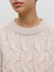 VERO MODA Cream Long Sleeve High Neck Cable Jumper - Image 3 of 5