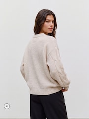 VERO MODA Cream Long Sleeve High Neck Cable Jumper - Image 4 of 5
