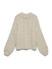 VERO MODA Cream Long Sleeve High Neck Cable Jumper - Image 5 of 5