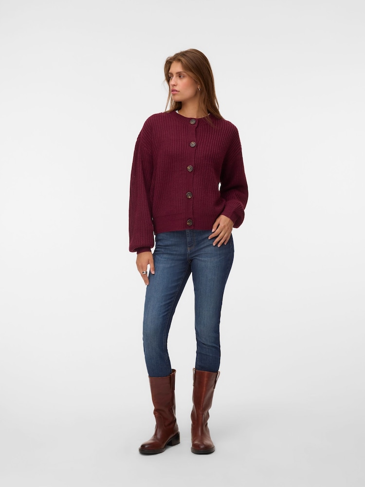 Rojo - VERO MODA Button Down Round Neck Cardigan - Imagen 2 de 5