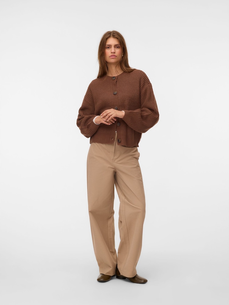 Marrón - VERO MODA Button Down Round Neck Cardigan - Imagen 1 de 5