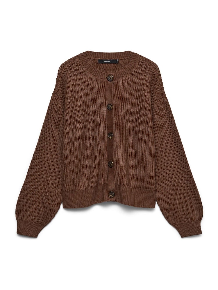 Marrón - VERO MODA Button Down Round Neck Cardigan - Imagen 5 de 5