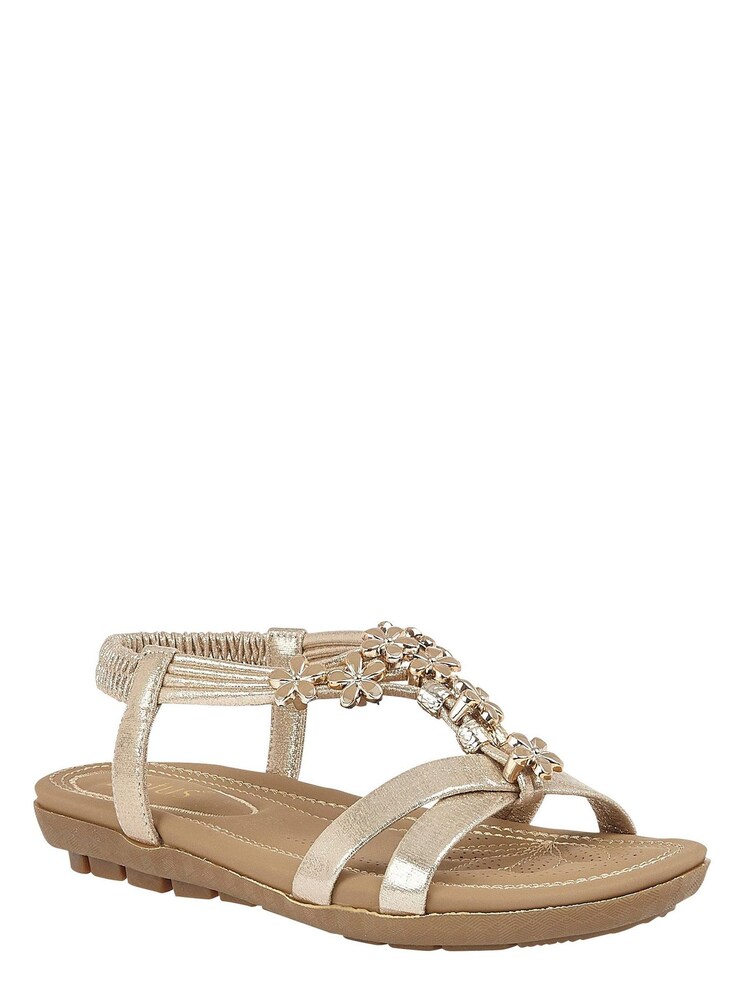 Lotus Footwear Gold FLOWER TRIM METALLIC SANDAL - Image 1 of 1 Lotus Footwear Gold FLOWER TRIM METALLIC SANDAL - Image 1 of 1