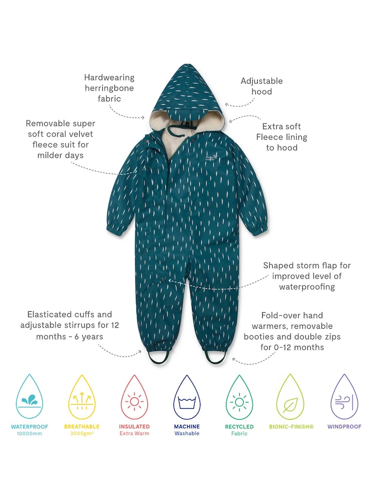 Muddy Puddles Green Waterproof 3-in-1 Puddlesuit - Image 8 of 8 Muddy Puddles Green Waterproof 3-in-1 Puddlesuit - Image 8 of 8