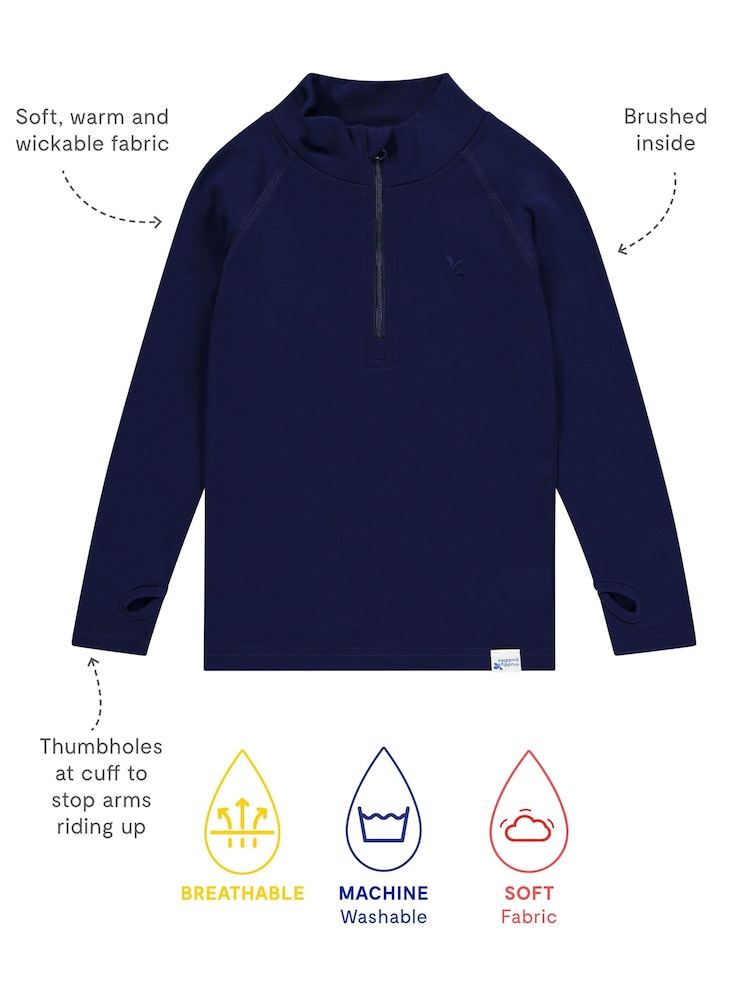 Muddy Puddles Navy Blue Thermal Baselayer Top - Image 4 of 4 Muddy Puddles Navy Blue Thermal Baselayer Top - Image 4 of 4
