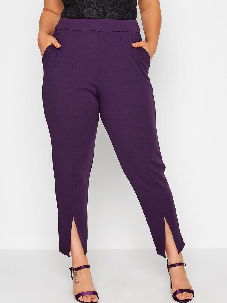 Yours Curve Purple Limited Split Front Trouser - Image 1 of 4