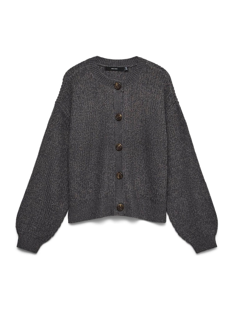 VERO MODA Grey Button Down Round Neck Cardigan - Image 5 of 5