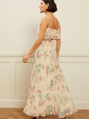 Love & Roses Ivory Floral Cami Frill Pleated Maxi Dress - Image 2 of 4