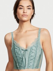 Victoria's Secret Sage Dust Green Lace Unlined Corset Bra Top - Image 1 of 3