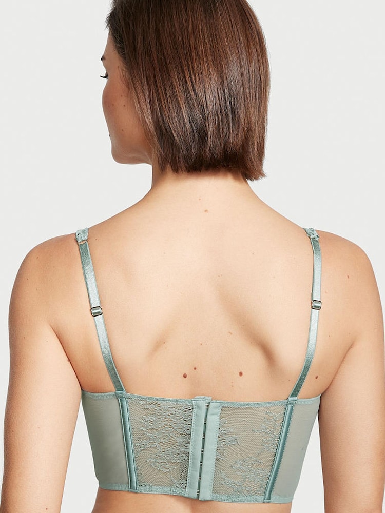 Victoria's Secret Sage Dust Green Lace Unlined Corset Bra Top - Image 2 of 3 Victoria's Secret Sage Dust Green Lace Unlined Corset Bra Top - Image 2 of 3