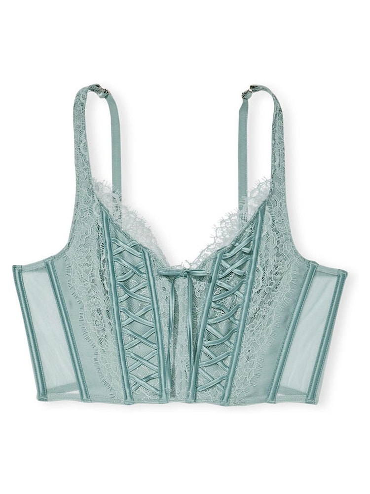 Victoria's Secret Sage Dust Green Lace Unlined Corset Bra Top - Image 3 of 3 Victoria's Secret Sage Dust Green Lace Unlined Corset Bra Top - Image 3 of 3