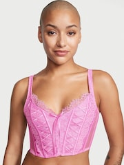 Victoria's Secret Lilac Chiffon Purple Lace Unlined Corset Bra Top - Image 1 of 3