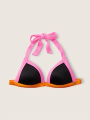 Victoria's Secret PINK Radient Rose Black Push Up Triangle Halterneck Bikini Top - Image 4 of 4