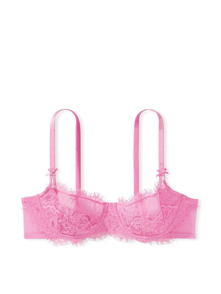 Victoria's Secret Lilac Chiffon Pink Unlined Balcony Lightly Lined Lace Demi Bra - Image 3 of 3