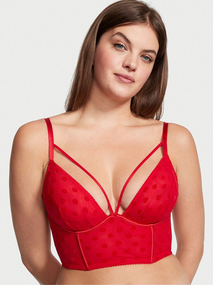 Victoria's Secret Lipstick Red Strappy Quarter Cup Corset Bra Top - Image 1 of 2