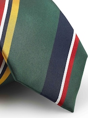 Grün - The Savile Row Company Blue Variegated Stripe Pure Silk Tie - Bild 2 von 2