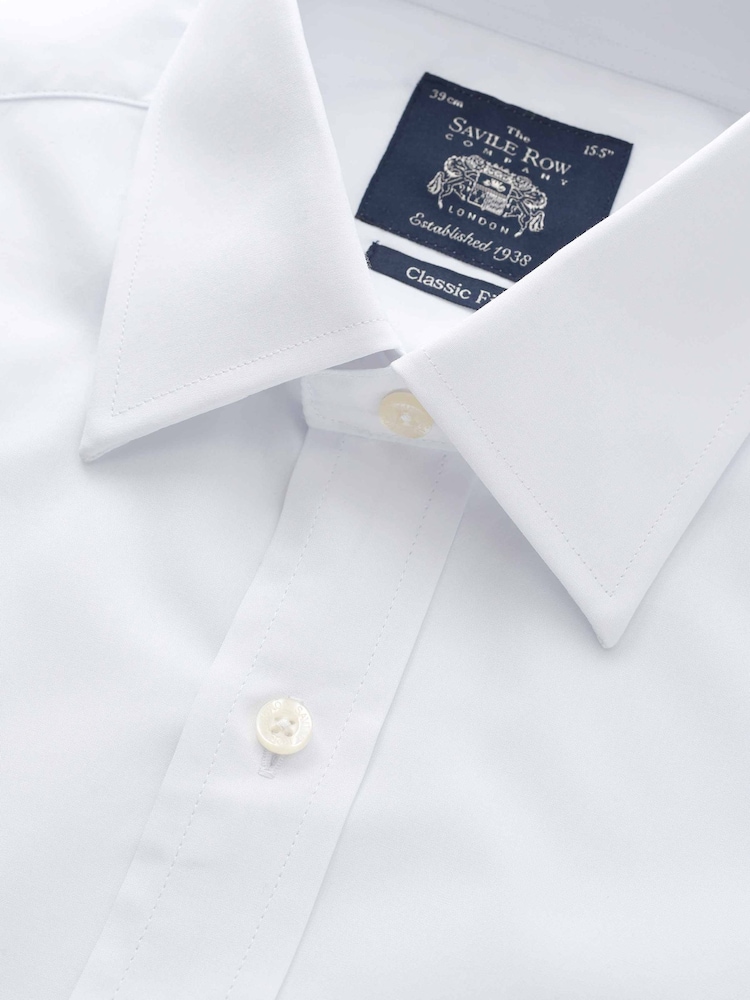 The Savile Row Company Cotton Poplin Classic Fit Double Cuff Formal White Shirt - Image 5 of 5