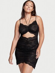 Victoria's Secret Black Ruched Lace Cutout Dress - Image 1 of 1