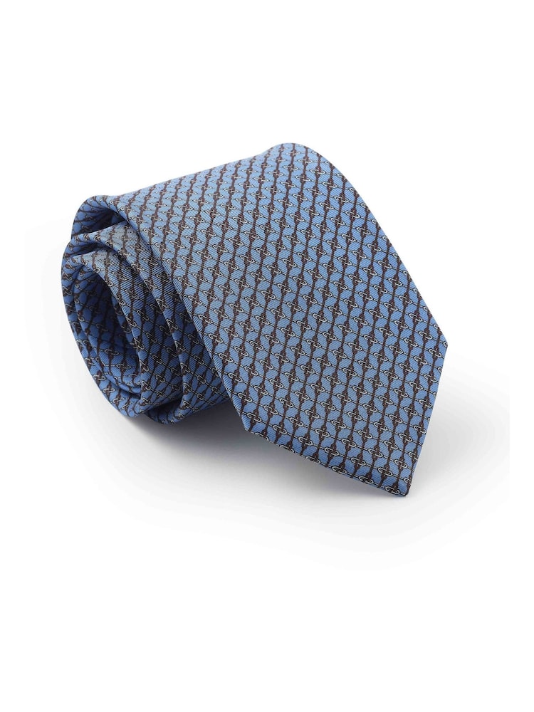 Asul - The Savile Row Company Red Chain Link Pure Silk Tie - Larawan 1 ng 2 Asul - The Savile Row Company Red Chain Link Pure Silk Tie - Larawan 1 ng 2