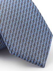 Asul - The Savile Row Company Red Chain Link Pure Silk Tie - Larawan 2 ng 2