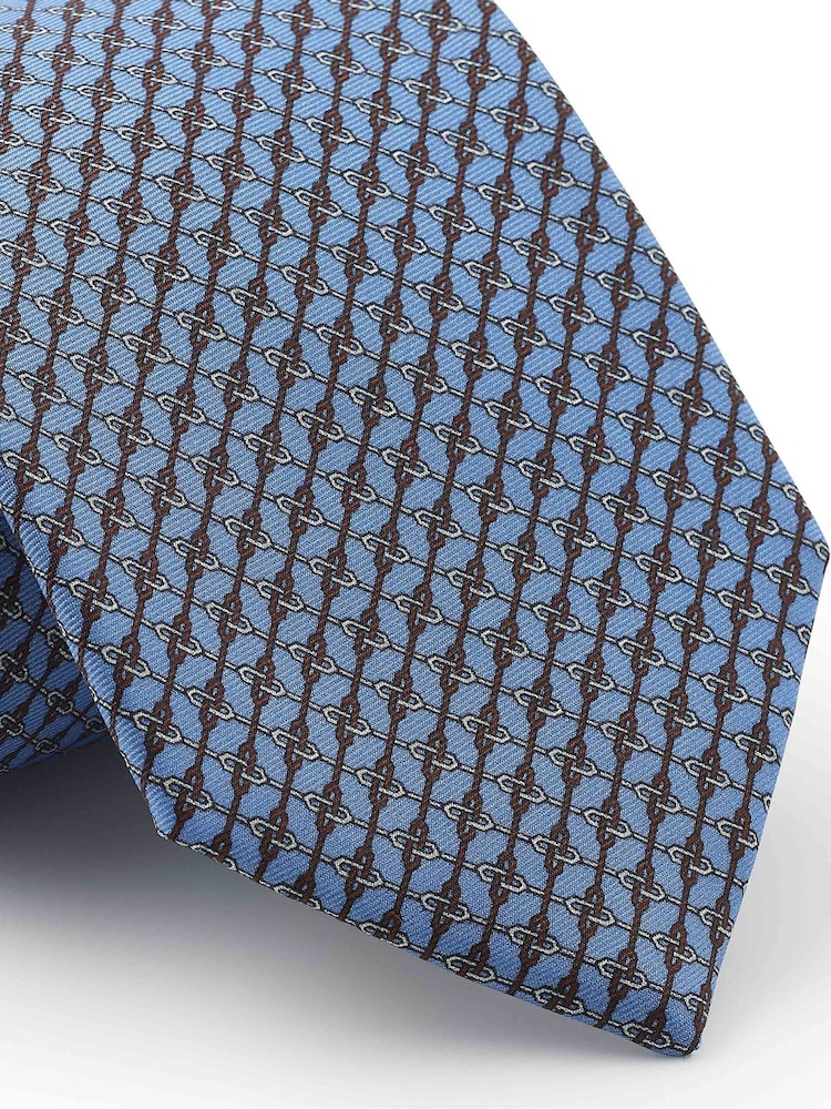 Asul - The Savile Row Company Red Chain Link Pure Silk Tie - Larawan 2 ng 2 Asul - The Savile Row Company Red Chain Link Pure Silk Tie - Larawan 2 ng 2