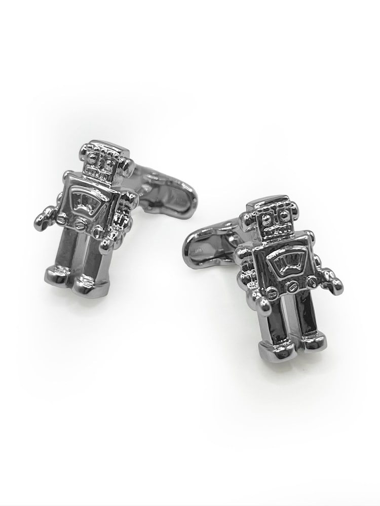 The Savile Row Company Silver Rhodium Plated Robot Cufflinks - Image 1 of 2 The Savile Row Company Silver Rhodium Plated Robot Cufflinks - Image 1 of 2