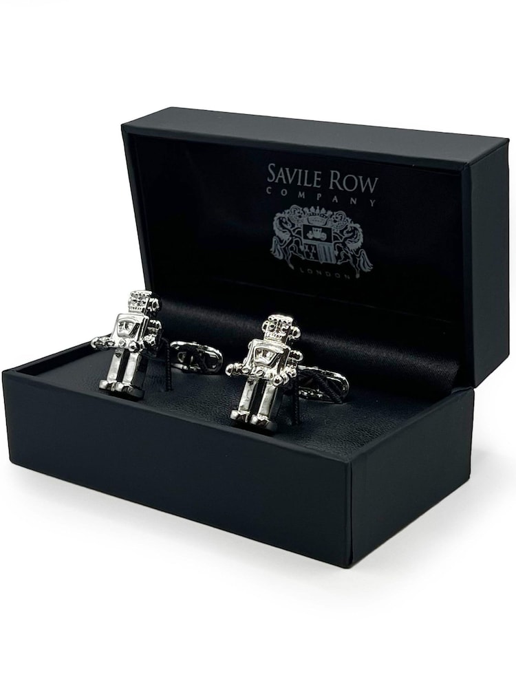 The Savile Row Company Silver Rhodium Plated Robot Cufflinks - Image 2 of 2 The Savile Row Company Silver Rhodium Plated Robot Cufflinks - Image 2 of 2