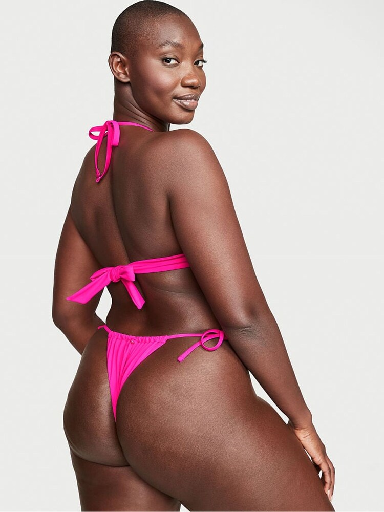 Victoria's Secret Forever Pink Tie Side High Leg Bikini Bottom - Image 2 of 4