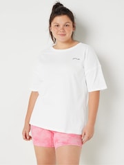 Victoria's Secret PINK White and Pink Cotton Brief Short Pyjamas - Image 1 of 1