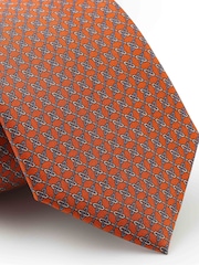 Kahel - The Savile Row Company Red Chain Link Pure Silk Tie - Larawan 2 ng 2