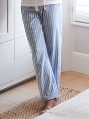 The Savile Row Company Blue Wide Stripe Cotton Pyjama Bottoms - Larawan 1 ng 4