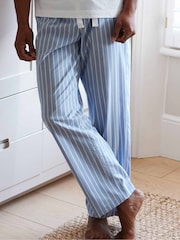 The Savile Row Company Blue Wide Stripe Cotton Pyjama Bottoms - Larawan 2 ng 4