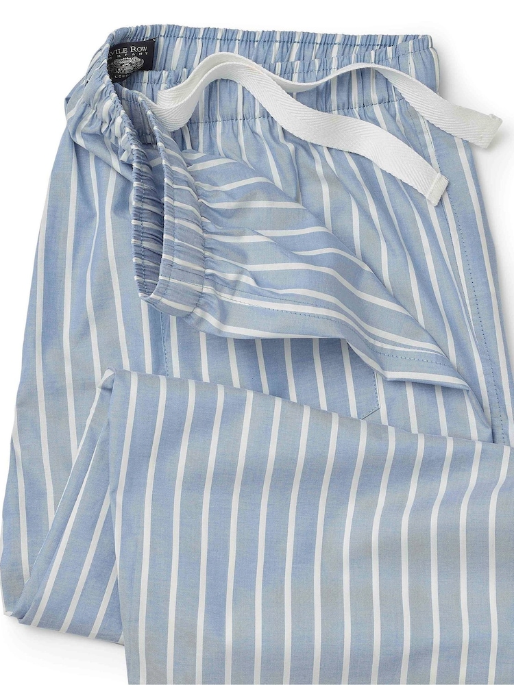 The Savile Row Company Blue Wide Stripe Cotton Pyjama Bottoms - Larawan 4 ng 4
