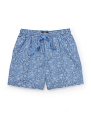 The Savile Row Company Blue Floral Cotton Pyjama Shorts - 4şəkildən 3 şəkil