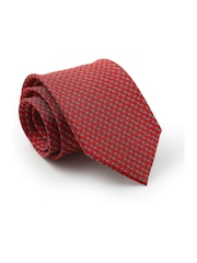 Pula - The Savile Row Company Red Chain Link Pure Silk Tie - Larawan 1 ng 2