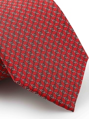 Pula - The Savile Row Company Red Chain Link Pure Silk Tie - Larawan 2 ng 2