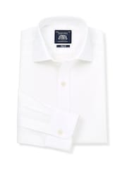 The Savile Row Company Cotton Poplin Slim Fit Single Cuff Formal White Shirt - Bild 1 av 3