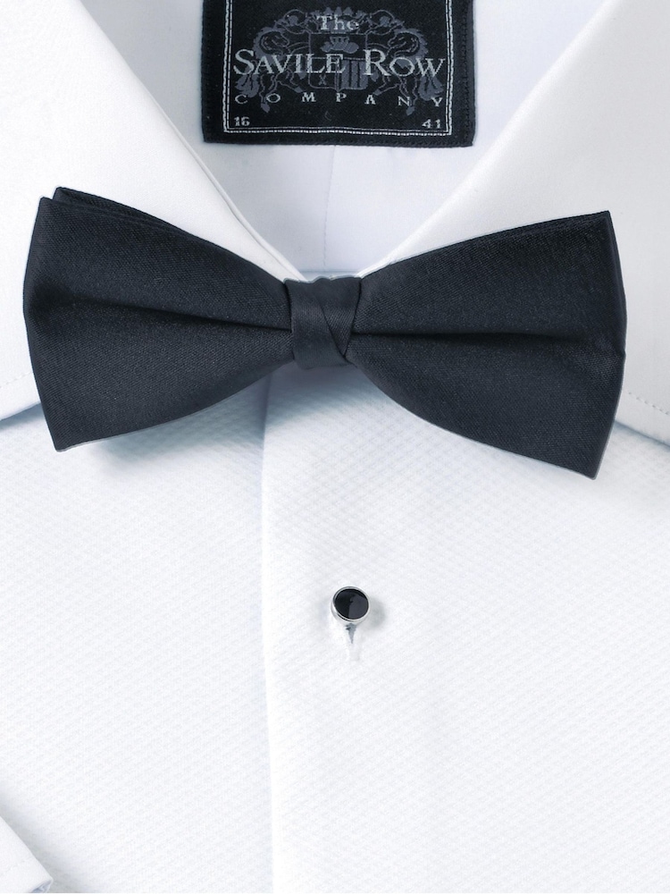 The Savile Row Company Ready Tied Pure Silk Bow Black Tie - 4şəkildən 1 şəkil