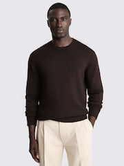 Brūna krāsa - MOSS Merino Wool Crew Neck Jumper - Attēls 1 no 4
