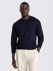 Zils - MOSS Merino Wool Crew Neck Jumper - Attēls 1 no 4