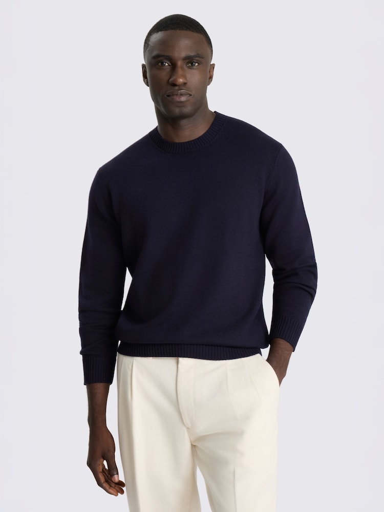 Zils - MOSS Merino Wool Crew Neck Jumper - Attēls 1 no 4