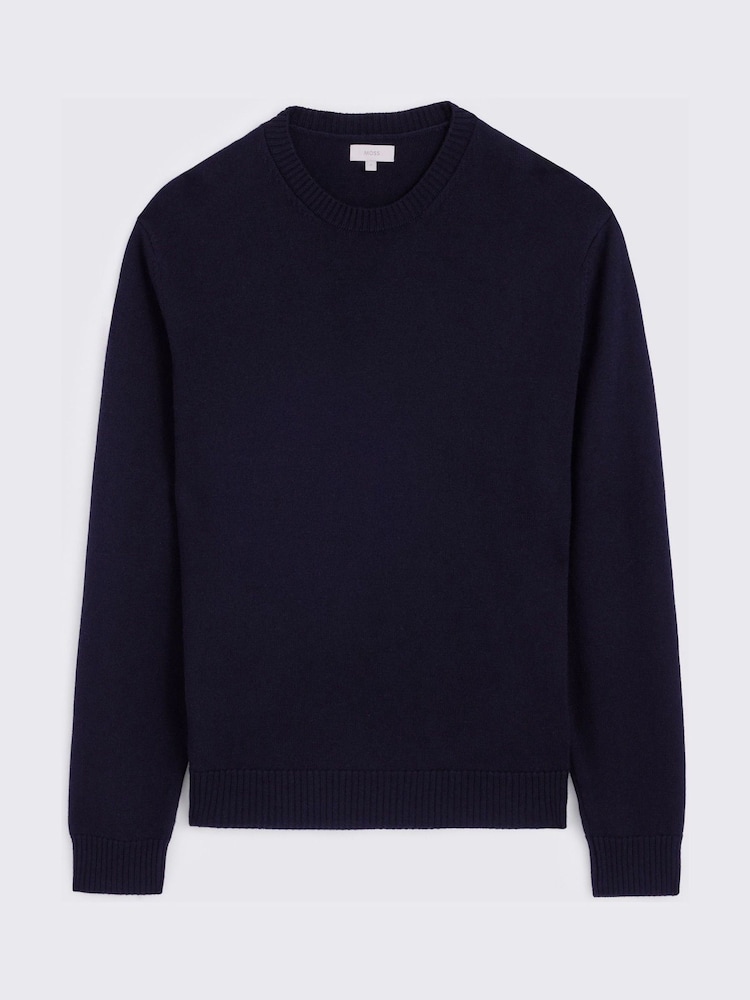 Zils - MOSS Merino Wool Crew Neck Jumper - Attēls 4 no 4