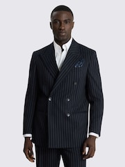 MOSS Blue Relaxed Fit Stripe Suit Jacket - Image 1 of 5