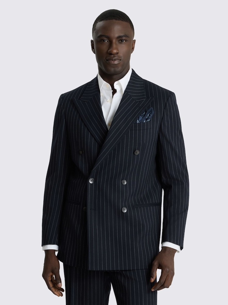 MOSS Blue Relaxed Fit Stripe Suit Jacket - Image 1 of 5 MOSS Blue Relaxed Fit Stripe Suit Jacket - Image 1 of 5